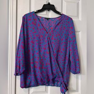 Leopard print top “Stitch Fix” hot pink, turquoise with a touch of orange